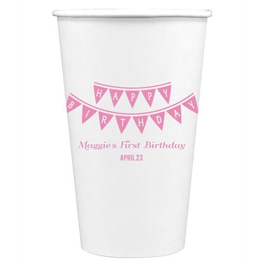 Birthday Banner Paper Coffee Cups
